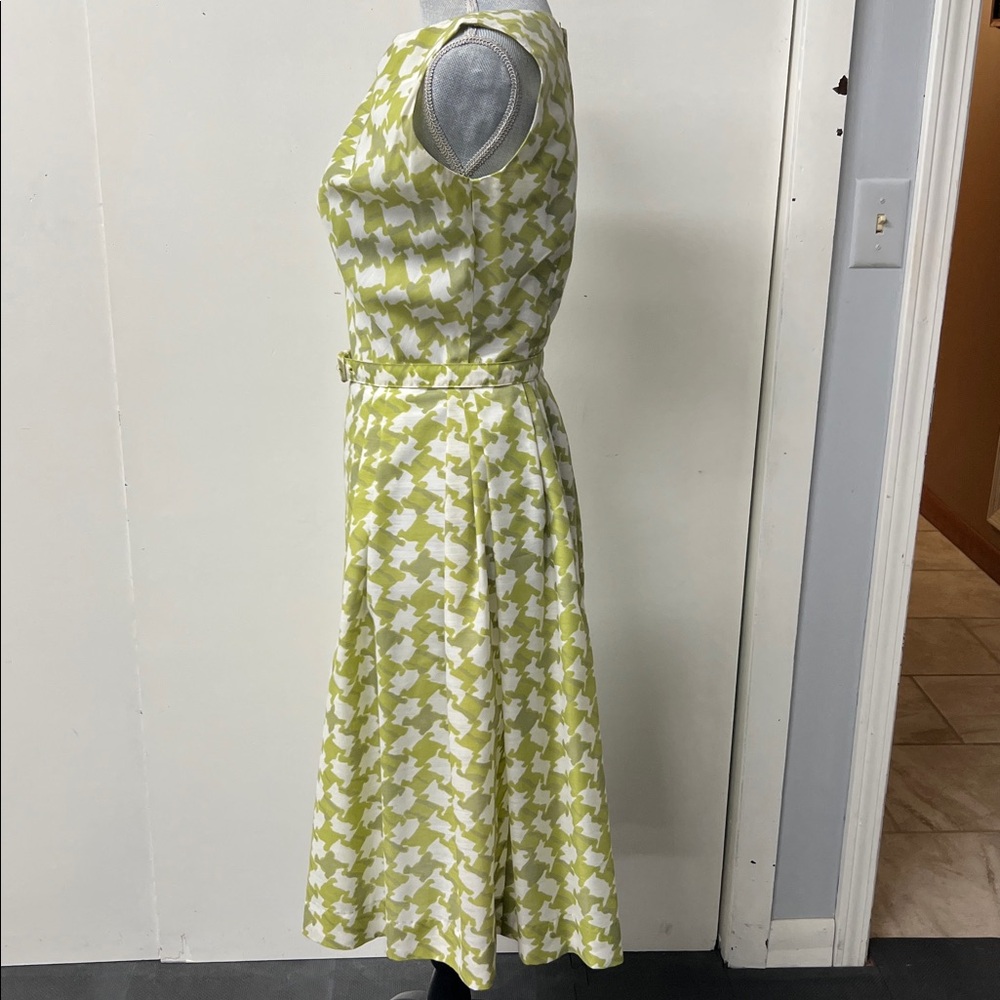 Light Green Vintage Homemade Houndstooth Fit-and-Flare Dress - Picture 6 of 8